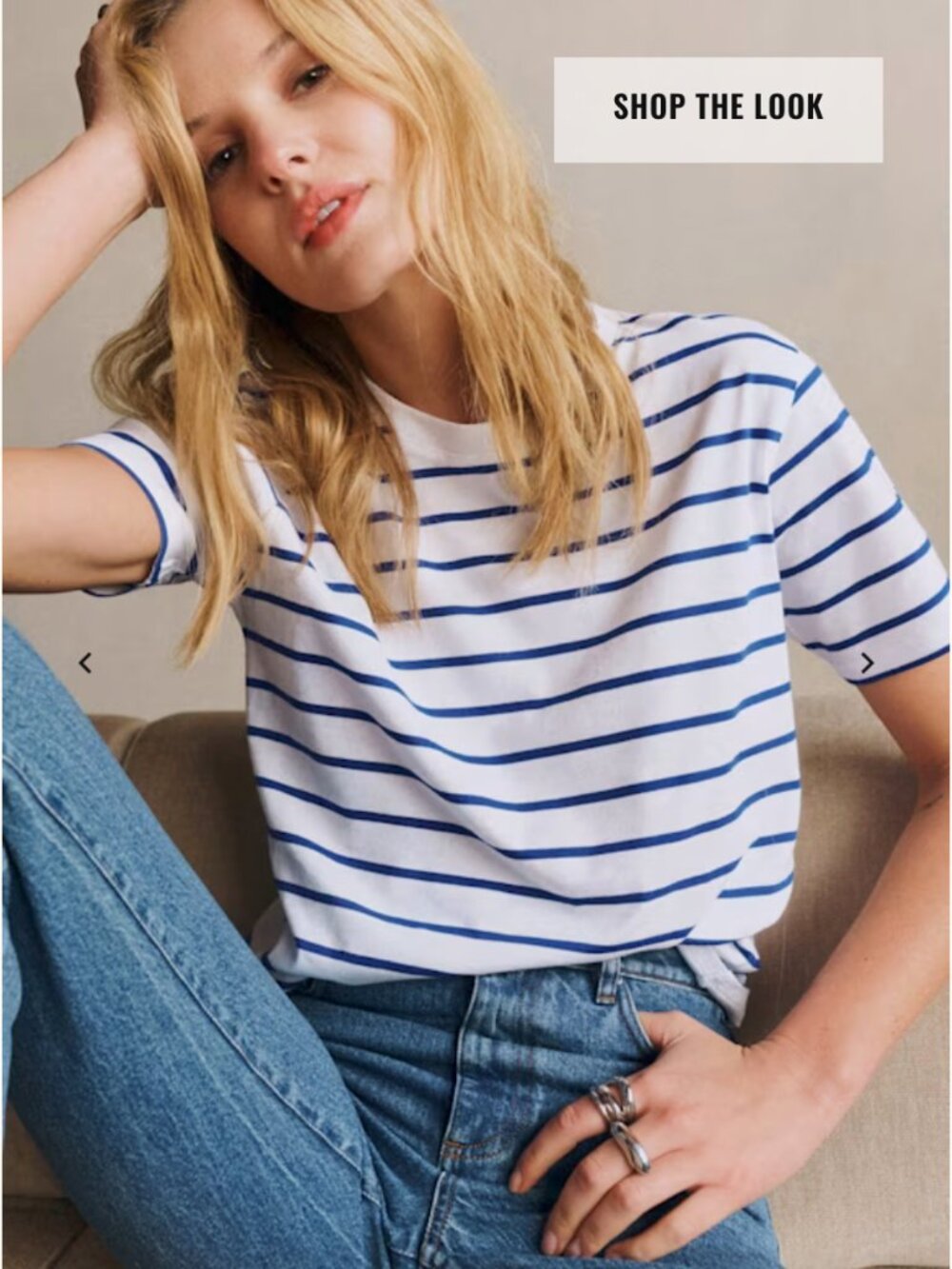 Sezane Conrad T-shirt - White / Bright Blue - Size XXXL